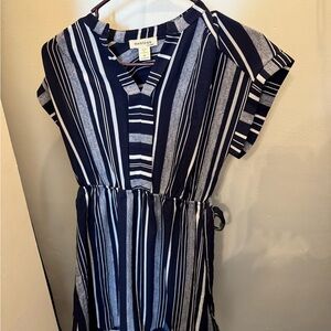 Monteau Navy and White Striped Top